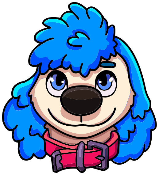 fluffy blue dog face