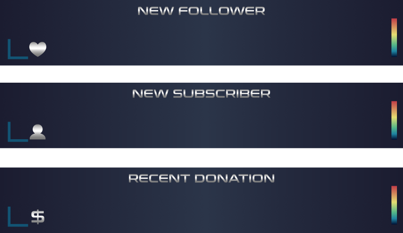 new follower, new subscriber and recent donation notifications