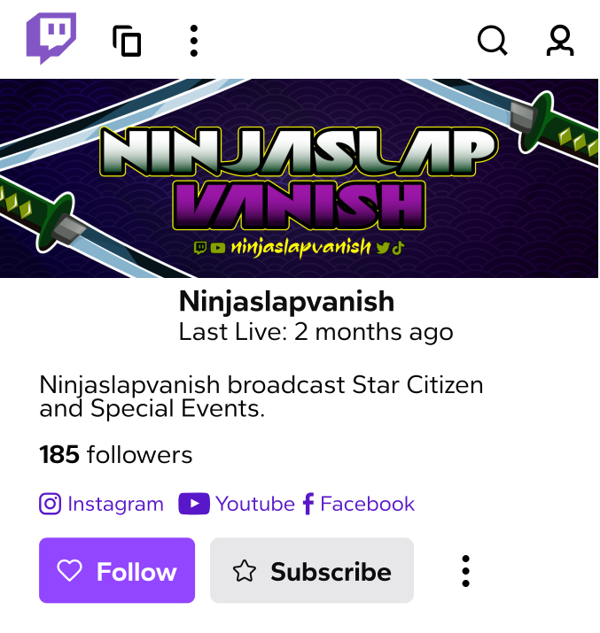 ninja vanish slap's twitch profile